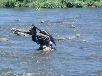Stealth posture: staying low with your shadow behind you on the Vaal River